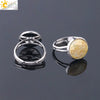 Minimalist Natural Shell Patchwork Round Open Ring With Adjustable Copper Band For Women