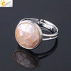 Minimalist Natural Shell Patchwork Round Open Ring With Adjustable Copper Band For Women