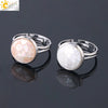 Minimalist Natural Shell Patchwork Round Open Ring With Adjustable Copper Band For Women
