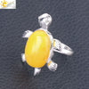 Minimalist Natural Stone And Alloy Turtle Open Ring Adjustable Animal Design Ring For Women
