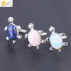 Minimalist Natural Stone And Alloy Turtle Open Ring Adjustable Animal Design Ring For Women