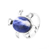 Minimalist Natural Stone And Alloy Turtle Open Ring Adjustable Animal Design Ring For Women