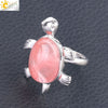 Minimalist Natural Stone And Alloy Turtle Open Ring Adjustable Animal Design Ring For Women