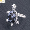 Minimalist Natural Stone And Alloy Turtle Open Ring Adjustable Animal Design Ring For Women