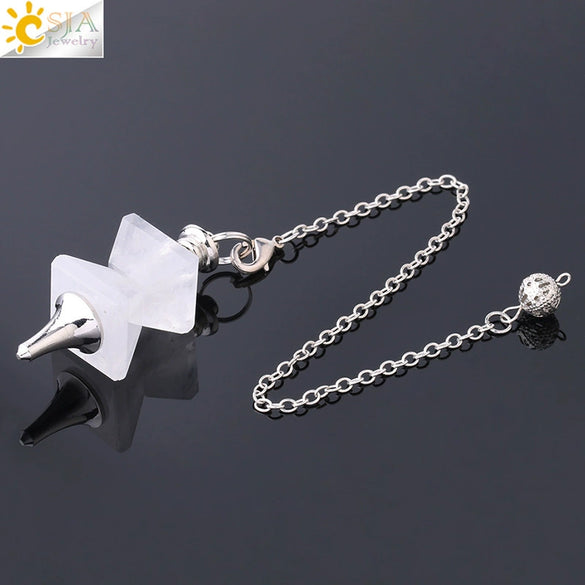 Minimalist Natural Stone And Copper Funnel Shaped Crystal Pendulum Pendant Ornament With Symmetrical Stitching