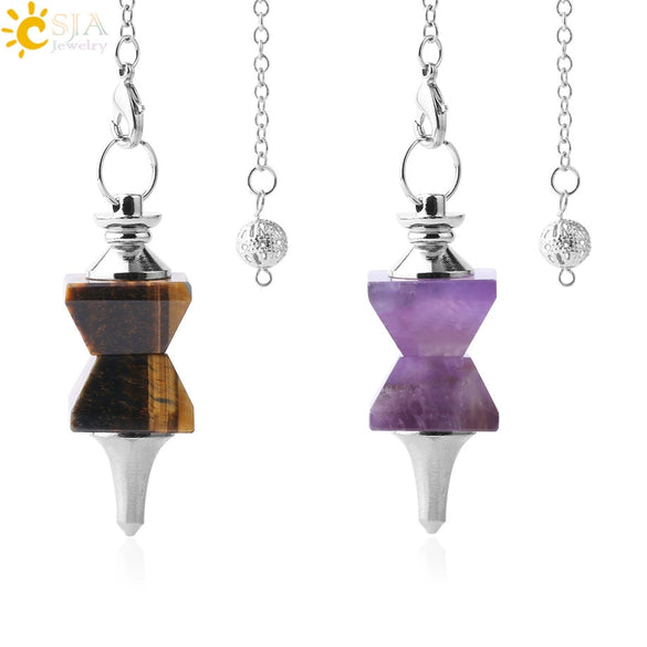 Minimalist Natural Stone And Copper Funnel Shaped Crystal Pendulum Pendant Ornament With Symmetrical Stitching
