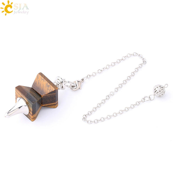 Minimalist Natural Stone And Copper Funnel Shaped Crystal Pendulum Pendant Ornament With Symmetrical Stitching