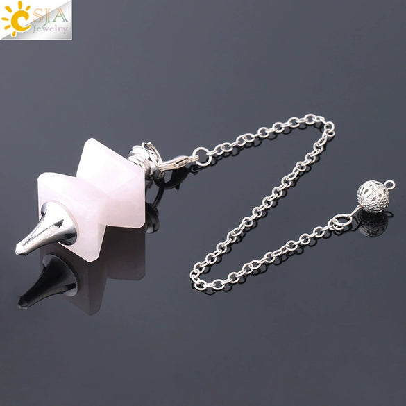 Minimalist Natural Stone And Copper Funnel Shaped Crystal Pendulum Pendant Ornament With Symmetrical Stitching