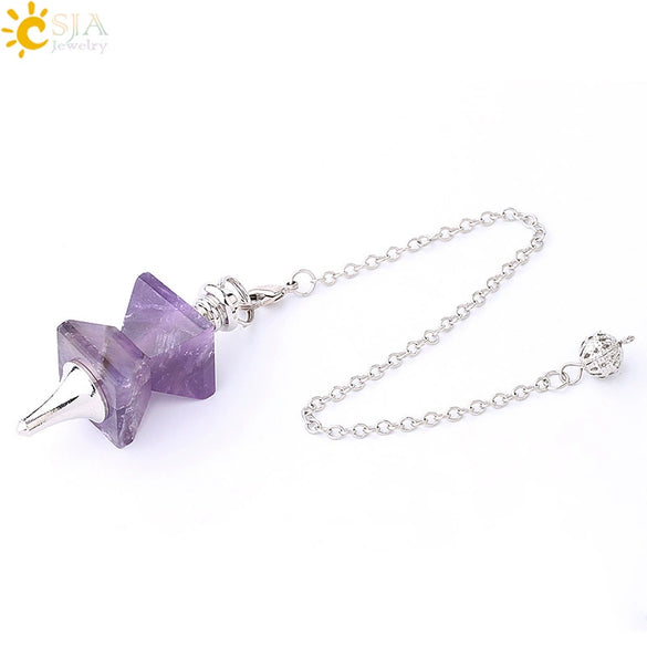 Minimalist Natural Stone And Copper Funnel Shaped Crystal Pendulum Pendant Ornament With Symmetrical Stitching