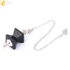 Minimalist Natural Stone And Copper Funnel Shaped Crystal Pendulum Pendant Ornament With Symmetrical Stitching