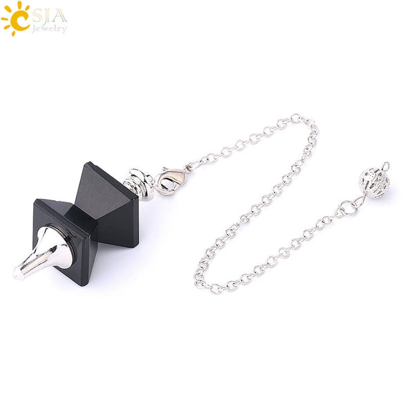 Minimalist Natural Stone And Copper Funnel Shaped Crystal Pendulum Pendant Ornament With Symmetrical Stitching