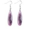 Minimalist Natural Stone And Copper Geometric Teardrop Earrings With Faceted Flat Cut Long Drop Design For Women