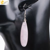 Minimalist Natural Stone And Copper Geometric Teardrop Earrings With Faceted Flat Cut Long Drop Design For Women