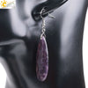 Minimalist Natural Stone And Copper Geometric Teardrop Earrings With Faceted Flat Cut Long Drop Design For Women