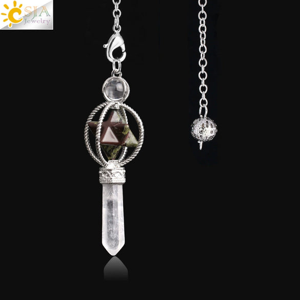 Minimalist Natural Stone And Copper Rotatable Six Pointed Star Merkaba Pendant Jewelry