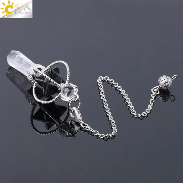 Minimalist Natural Stone And Copper Rotatable Six Pointed Star Merkaba Pendant Jewelry