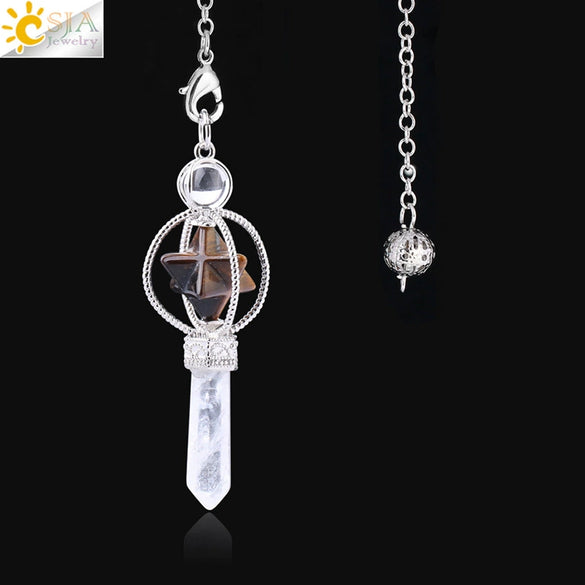 Minimalist Natural Stone And Copper Rotatable Six Pointed Star Merkaba Pendant Jewelry
