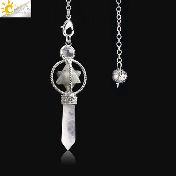 Minimalist Natural Stone And Copper Rotatable Six Pointed Star Merkaba Pendant Jewelry
