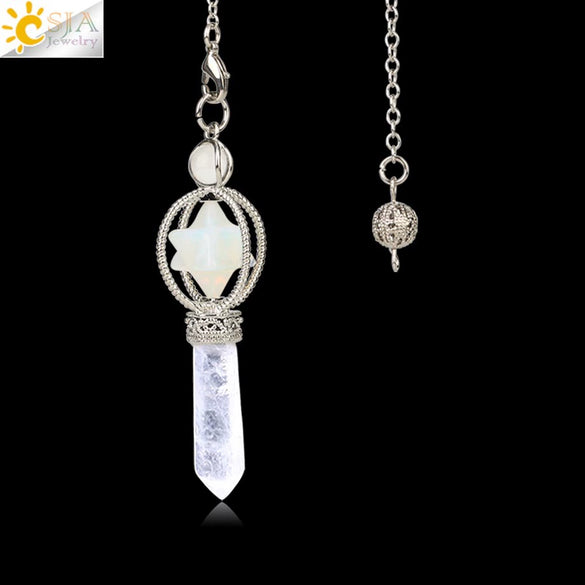 Minimalist Natural Stone And Copper Rotatable Six Pointed Star Merkaba Pendant Jewelry