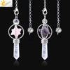 Minimalist Natural Stone And Copper Rotatable Six Pointed Star Merkaba Pendant Jewelry