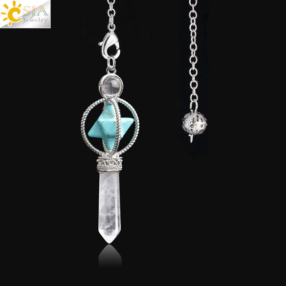 Minimalist Natural Stone And Copper Rotatable Six Pointed Star Merkaba Pendant Jewelry