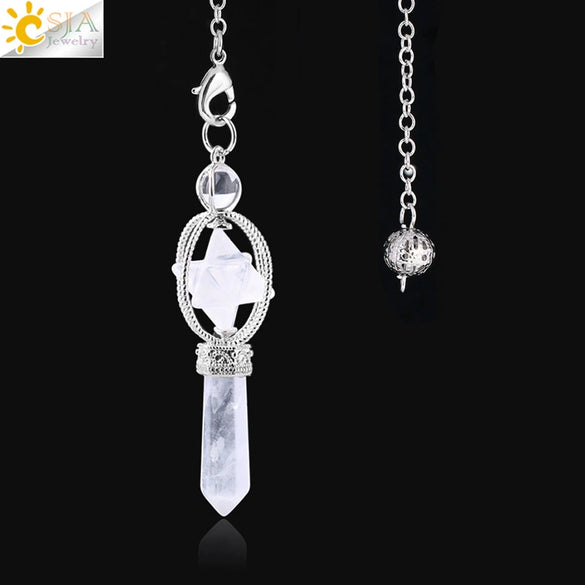 Minimalist Natural Stone And Copper Rotatable Six Pointed Star Merkaba Pendant Jewelry