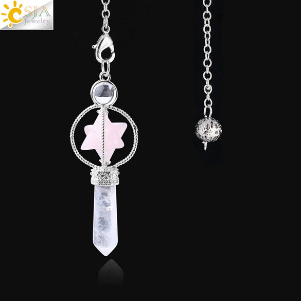 Minimalist Natural Stone And Copper Rotatable Six Pointed Star Merkaba Pendant Jewelry