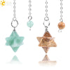 Minimalist Natural Stone And Copper Six Pointed Star Pendant Electroplated Geometric Hanging Jewelry For Unisex Wear