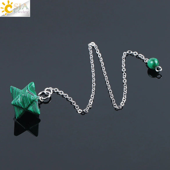 Minimalist Natural Stone And Copper Six Pointed Star Pendant Electroplated Geometric Hanging Jewelry For Unisex Wear