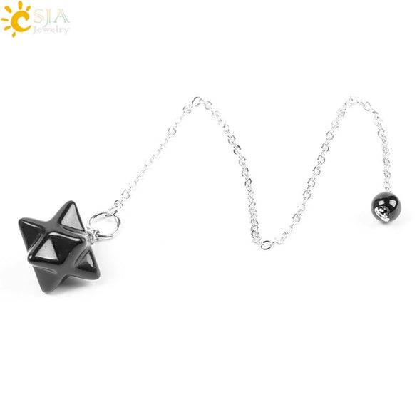 Minimalist Natural Stone And Copper Six Pointed Star Pendant Electroplated Geometric Hanging Jewelry For Unisex Wear