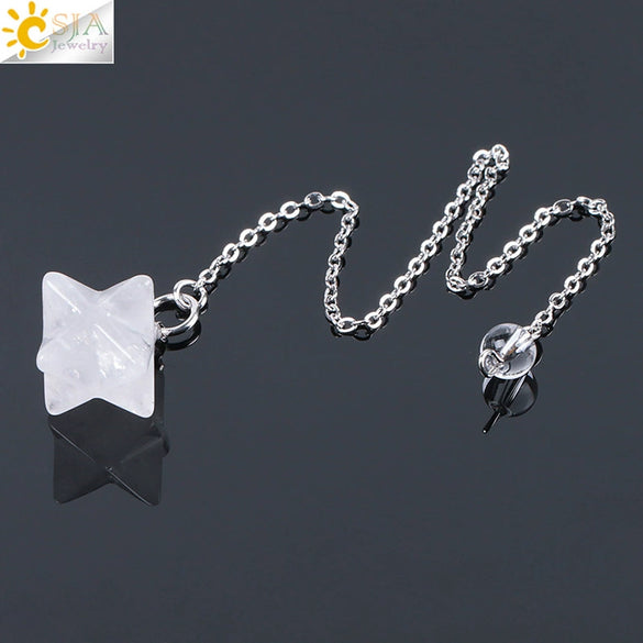 Minimalist Natural Stone And Copper Six Pointed Star Pendant Electroplated Geometric Hanging Jewelry For Unisex Wear