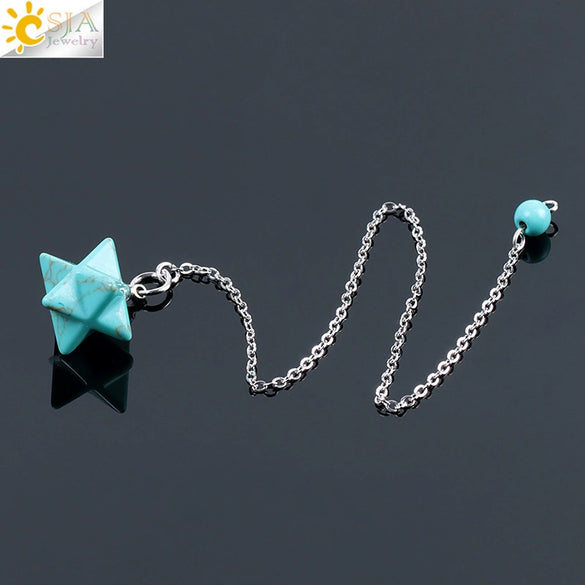 Minimalist Natural Stone And Copper Six Pointed Star Pendant Electroplated Geometric Hanging Jewelry For Unisex Wear