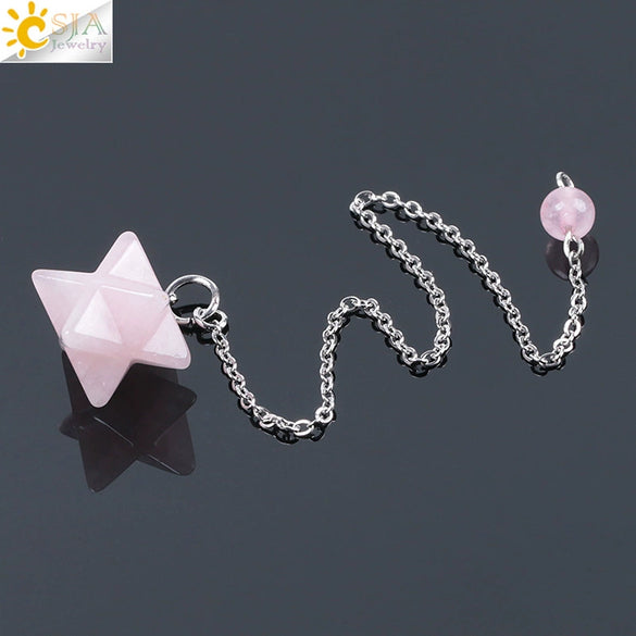 Minimalist Natural Stone And Copper Six Pointed Star Pendant Electroplated Geometric Hanging Jewelry For Unisex Wear