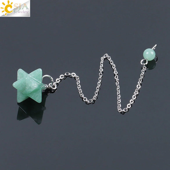 Minimalist Natural Stone And Copper Six Pointed Star Pendant Electroplated Geometric Hanging Jewelry For Unisex Wear