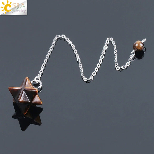 Minimalist Natural Stone And Copper Six Pointed Star Pendant Electroplated Geometric Hanging Jewelry For Unisex Wear