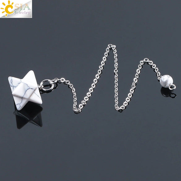 Minimalist Natural Stone And Copper Six Pointed Star Pendant Electroplated Geometric Hanging Jewelry For Unisex Wear