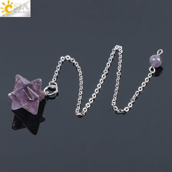 Minimalist Natural Stone And Copper Six Pointed Star Pendant Electroplated Geometric Hanging Jewelry For Unisex Wear