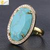 Minimalist Natural Stone And Copper Statement Ring With Cut Gemstone And Zircon Accents Crystal Fashion Jewelry For Unisex Wear