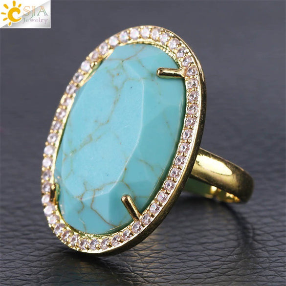 Minimalist Natural Stone And Copper Statement Ring With Cut Gemstone And Zircon Accents Crystal Fashion Jewelry For Unisex Wear
