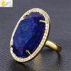 Minimalist Natural Stone And Copper Statement Ring With Cut Gemstone And Zircon Accents Crystal Fashion Jewelry For Unisex Wear