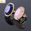 Minimalist Natural Stone And Copper Statement Ring With Cut Gemstone And Zircon Accents Crystal Fashion Jewelry For Unisex Wear