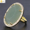 Minimalist Natural Stone And Copper Statement Ring With Cut Gemstone And Zircon Accents Crystal Fashion Jewelry For Unisex Wear