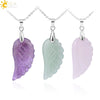 Minimalist Natural Stone Angel Wings Pendant Necklace With Copper Accessories Aura Jewelry For Women And Men