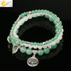 Minimalist Natural Stone Beaded Stretch Bracelet With Crystal Flower Pendant Three Row Unisex Bracelet