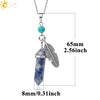 Minimalist Natural Stone Bullet Pendant Necklace With Feather Detail And Ball Chain Crystal Jewelry