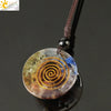 Minimalist Natural Stone Conch Pendant Necklace With Inlaid Convex Healing Charm Unisex Ball Chain Jewelry