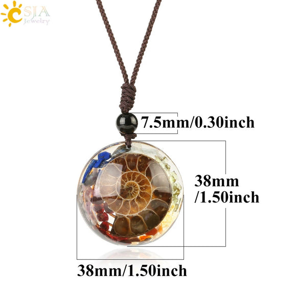 Minimalist Natural Stone Conch Pendant Necklace With Inlaid Convex Healing Charm Unisex Ball Chain Jewelry