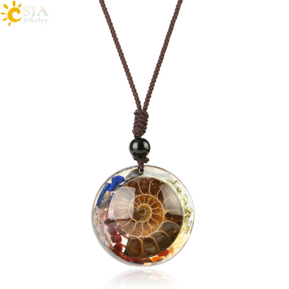 Minimalist Natural Stone Conch Pendant Necklace With Inlaid Convex Healing Charm Unisex Ball Chain Jewelry