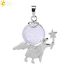 Minimalist Natural Stone Crystal Angel Wing Pendant Necklace Charm For Women In Multicolor Alloy Jewelry