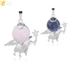 Minimalist Natural Stone Crystal Angel Wing Pendant Necklace Charm For Women In Multicolor Alloy Jewelry